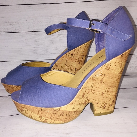 Lauren Conrad Madison Periwinkle wedge sandals - Picture 8 of 12